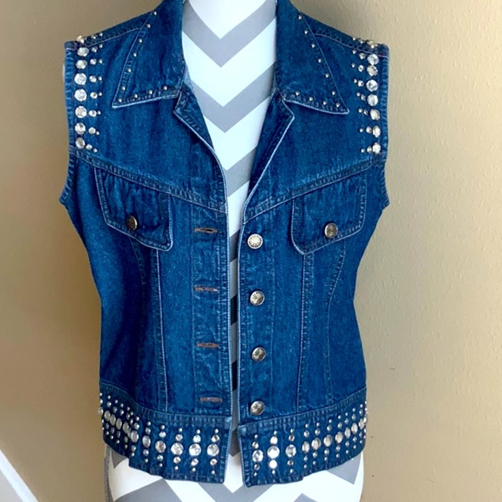 Embellished Jean Vest, Size S